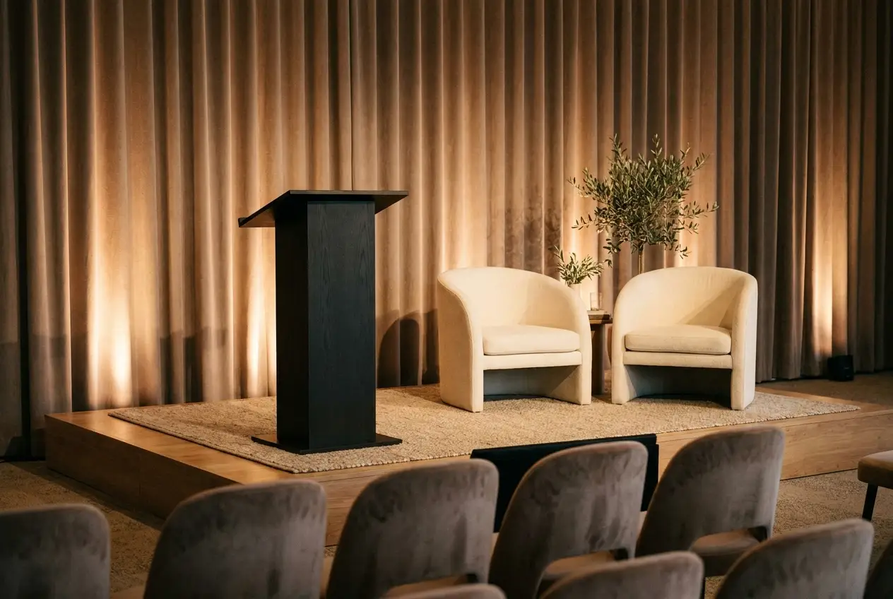 Escenario y panel para congreso corporativo